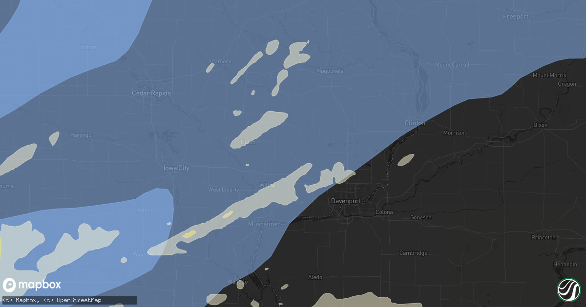 Hail map in New Liberty, IA on June 11, 2026