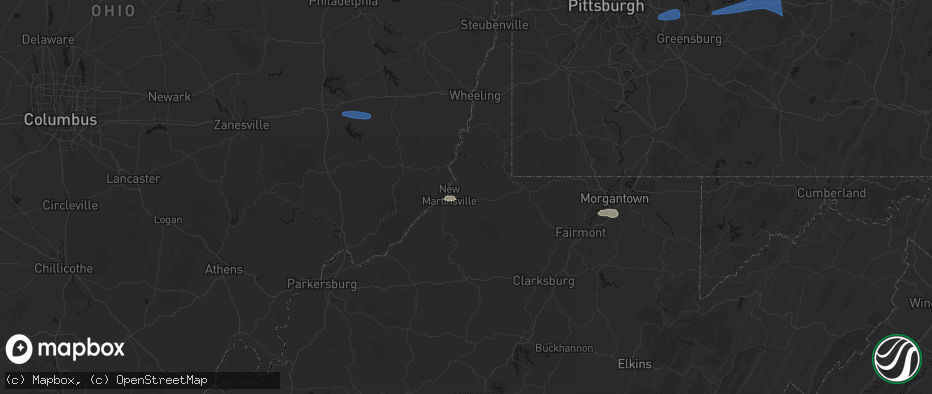 Hail map in New Martinsville, WV on June 11, 2026