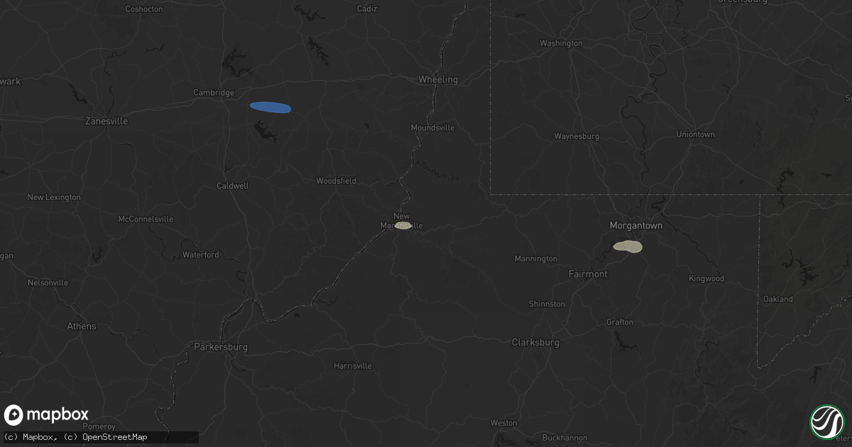 Hail map in New Martinsville, WV on June 11, 2026