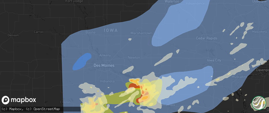 Hail map in Newton, IA on June 11, 2026