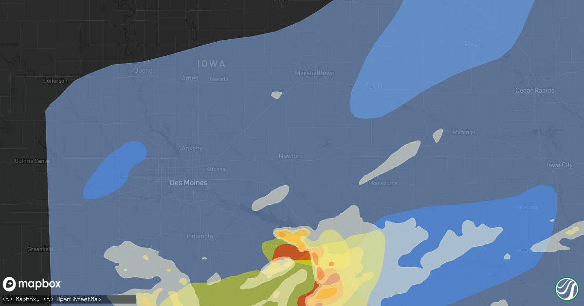 Hail map in Newton, IA on June 11, 2026