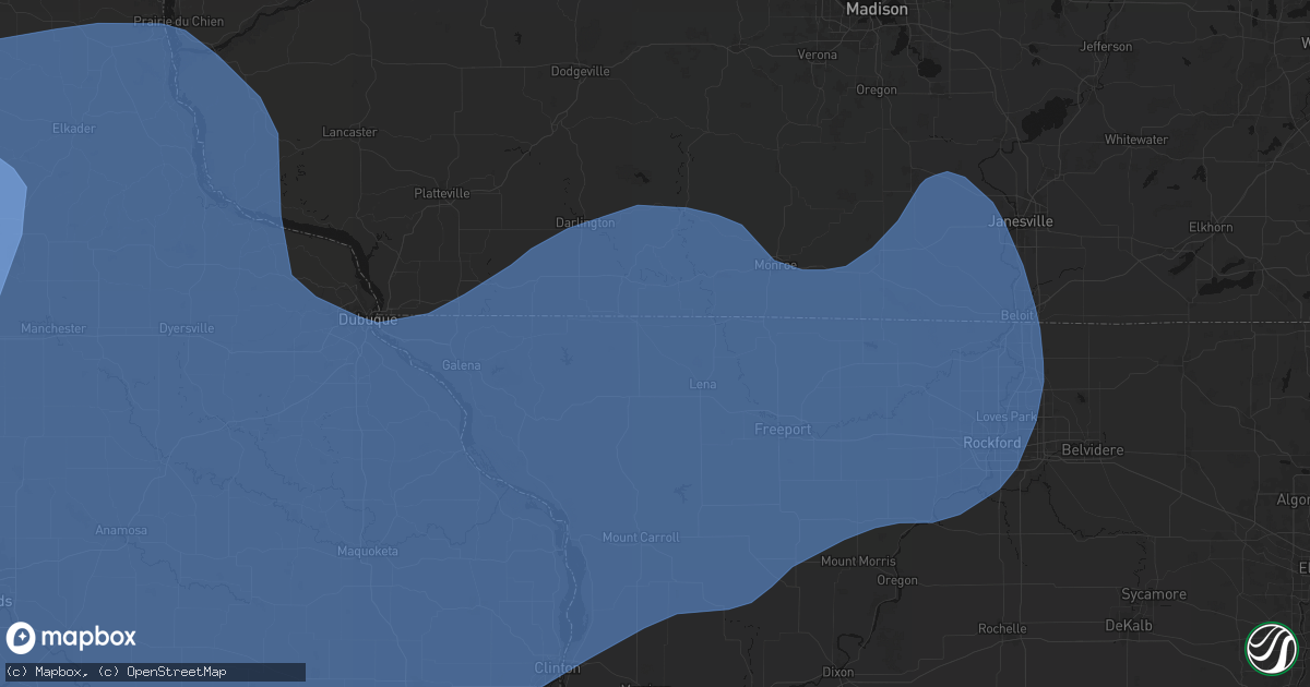 Hail map in Nora, IL on June 11, 2026