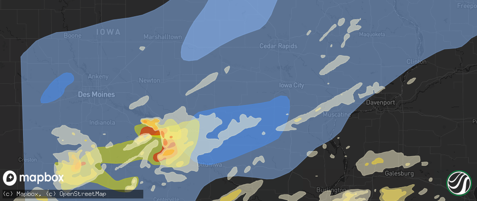 Hail map in North English, IA on June 11, 2026