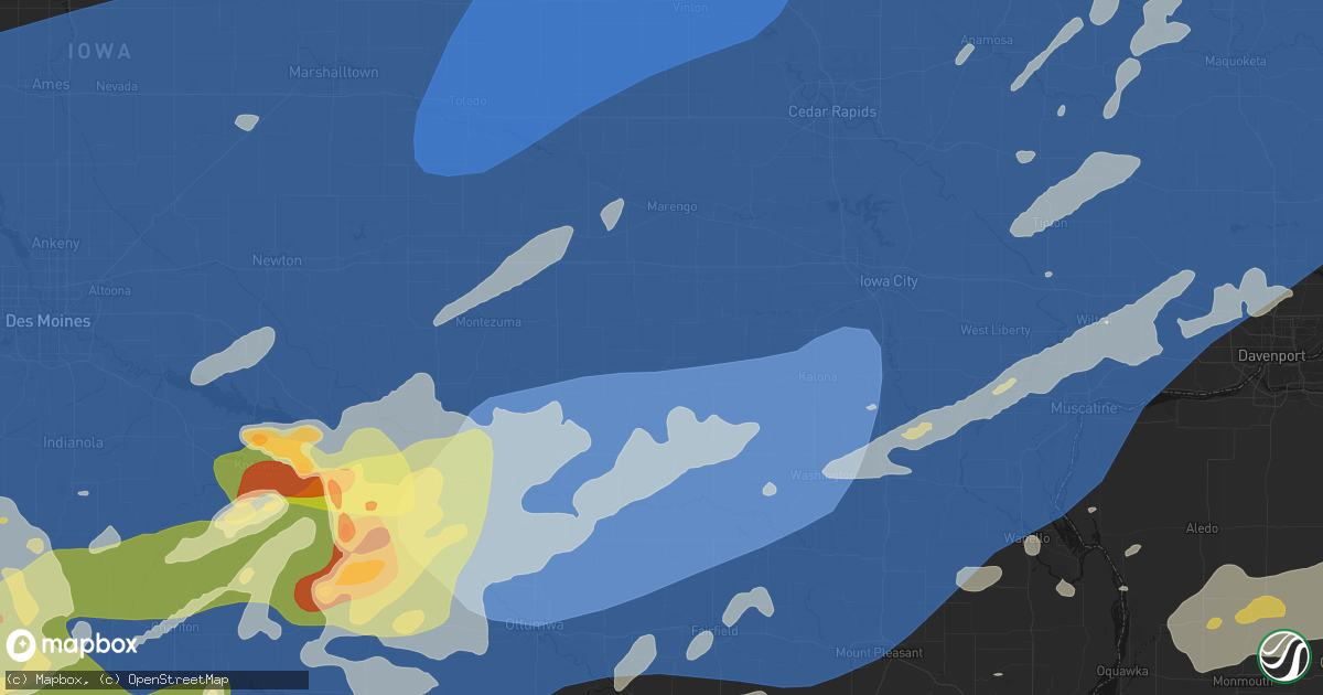 Hail map in North English, IA on June 11, 2026