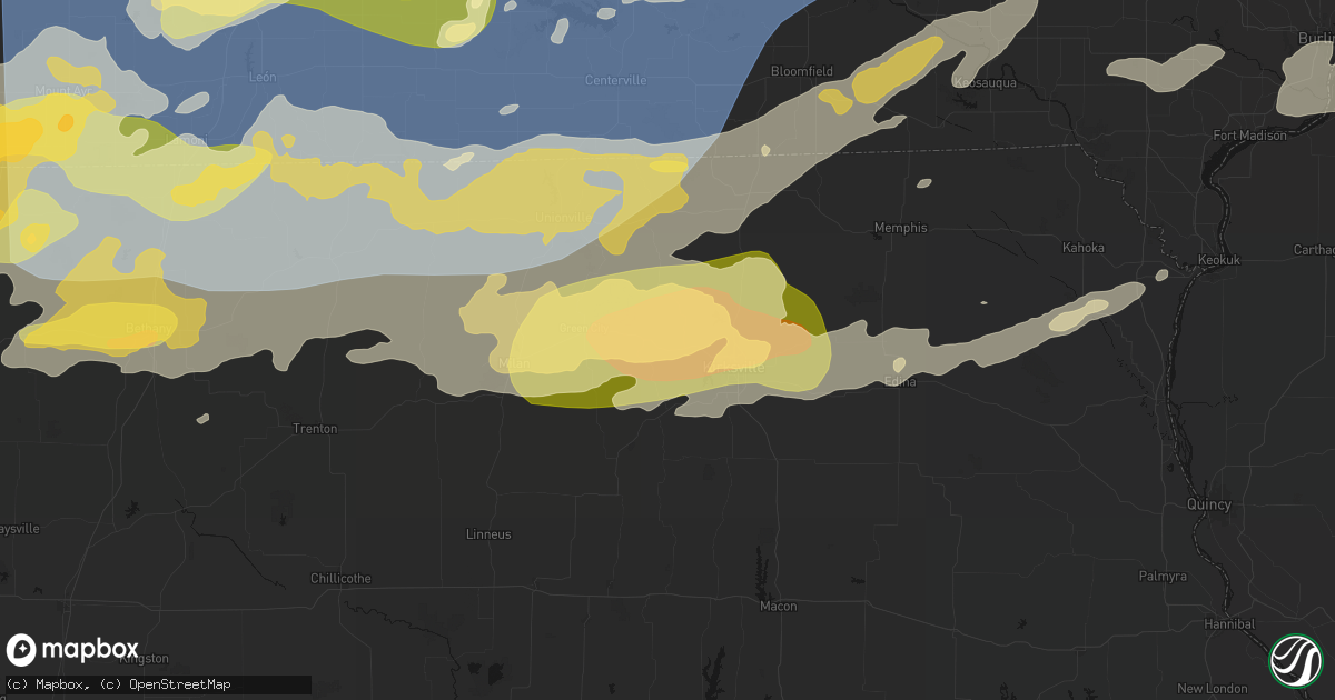 Hail map in Novinger, MO on June 11, 2026