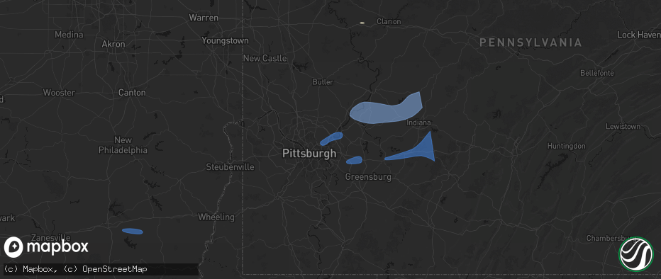 Hail map in Oakmont, PA on June 11, 2026