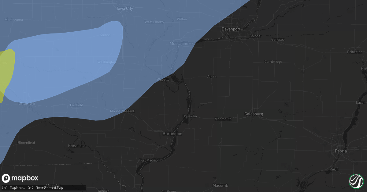 Hail map in Oakville, IA on June 11, 2026