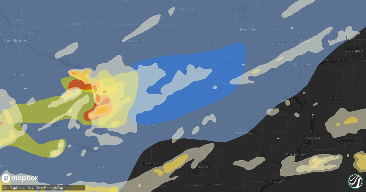 Hail map in Ollie, IA on June 11, 2026