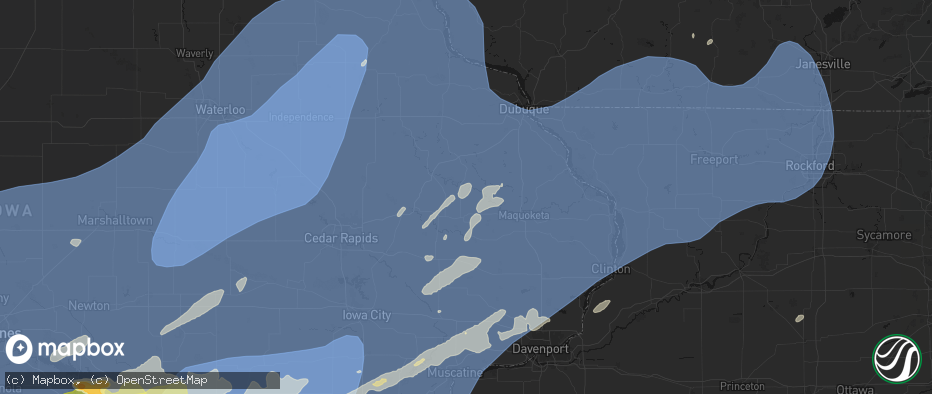 Hail map in Onslow, IA on June 11, 2026