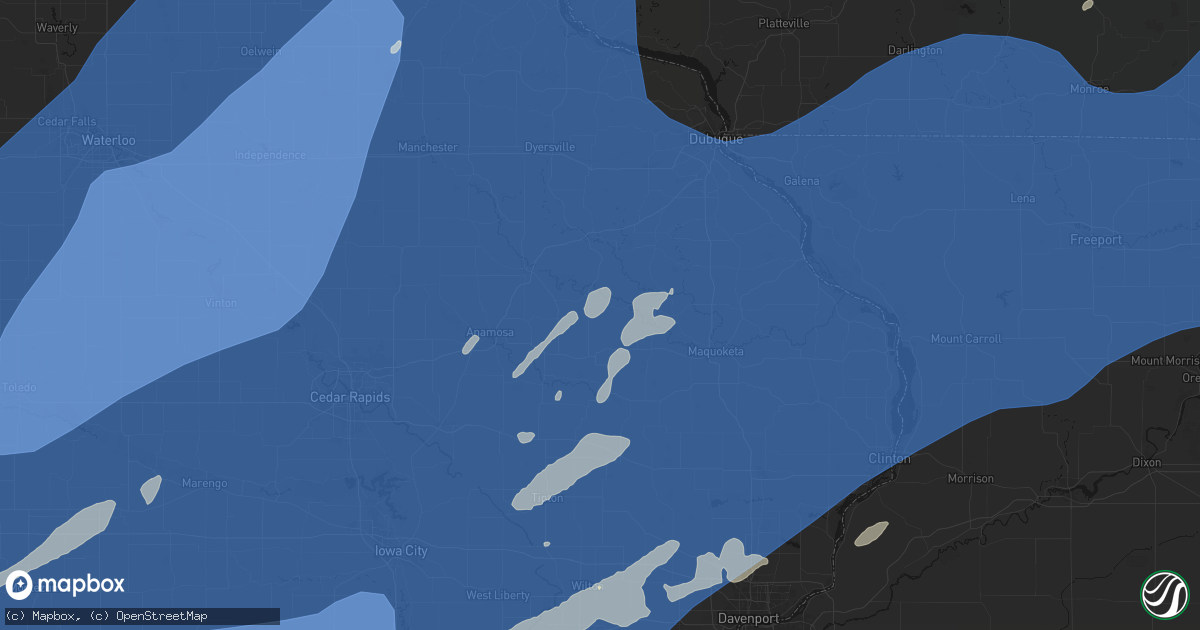 Hail map in Onslow, IA on June 11, 2026