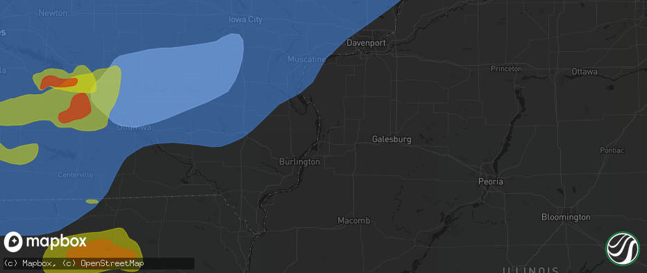 Hail map in Oquawka, IL on June 11, 2026