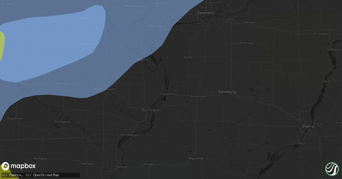 Hail map in Oquawka, IL on June 11, 2026