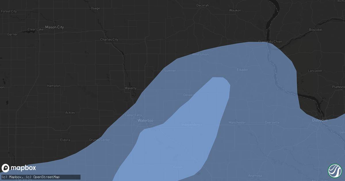 Hail map in Oran, IA on June 11, 2026