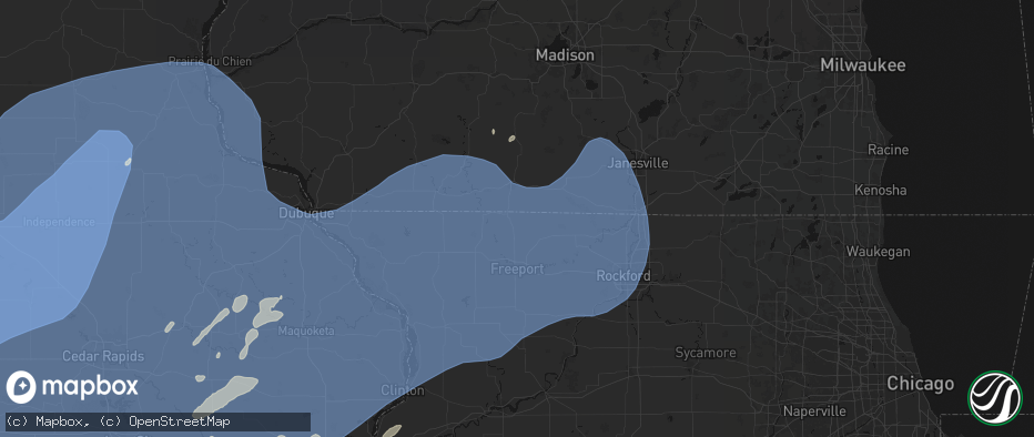 Hail map in Orangeville, IL on June 11, 2026