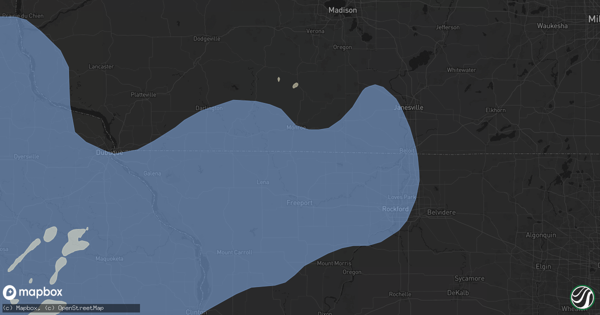 Hail map in Orangeville, IL on June 11, 2026
