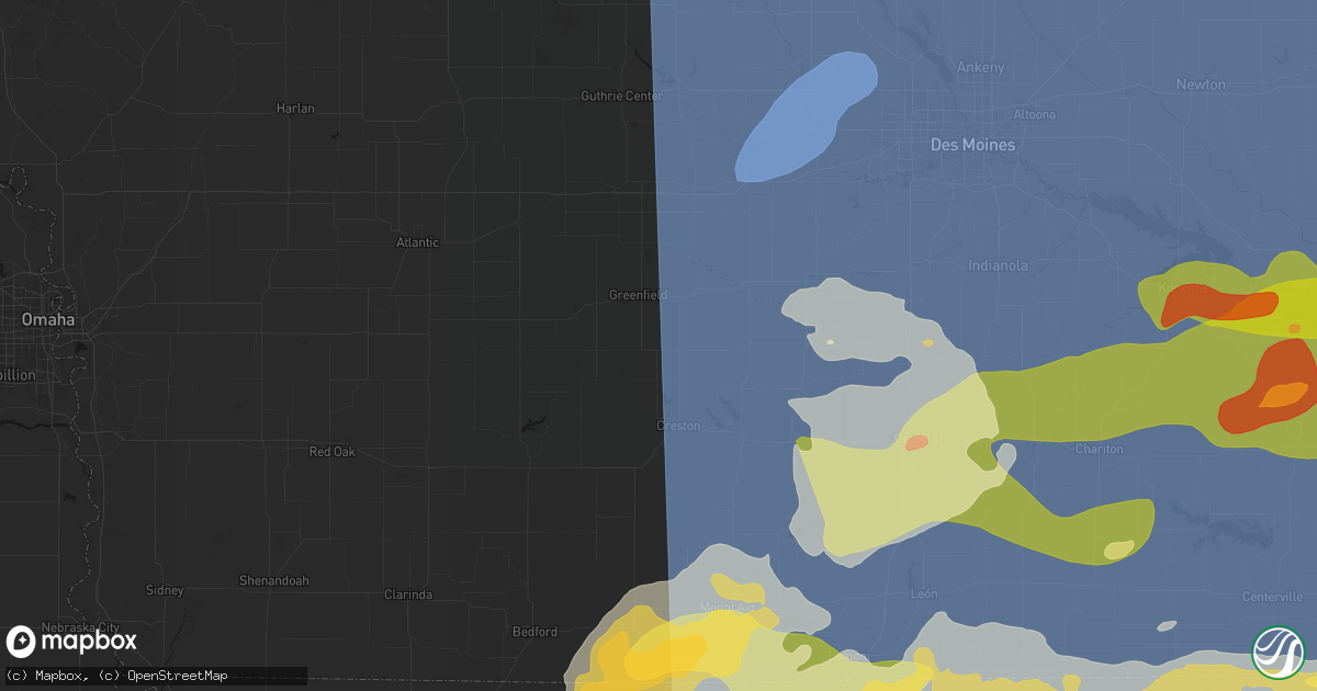 Hail map in Orient, IA on June 11, 2026