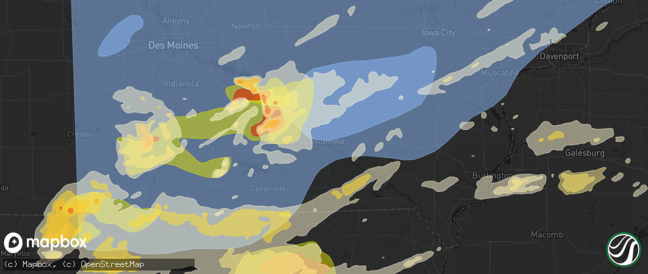 Hail map in Ottumwa, IA on June 11, 2026