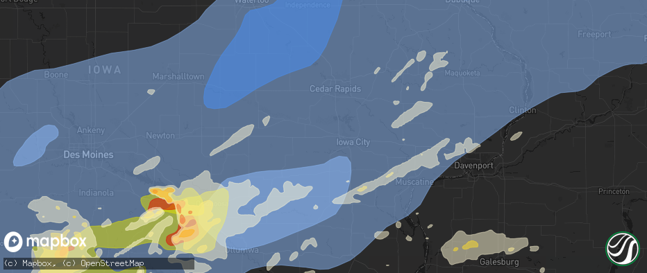 Hail map in Oxford, IA on June 11, 2026