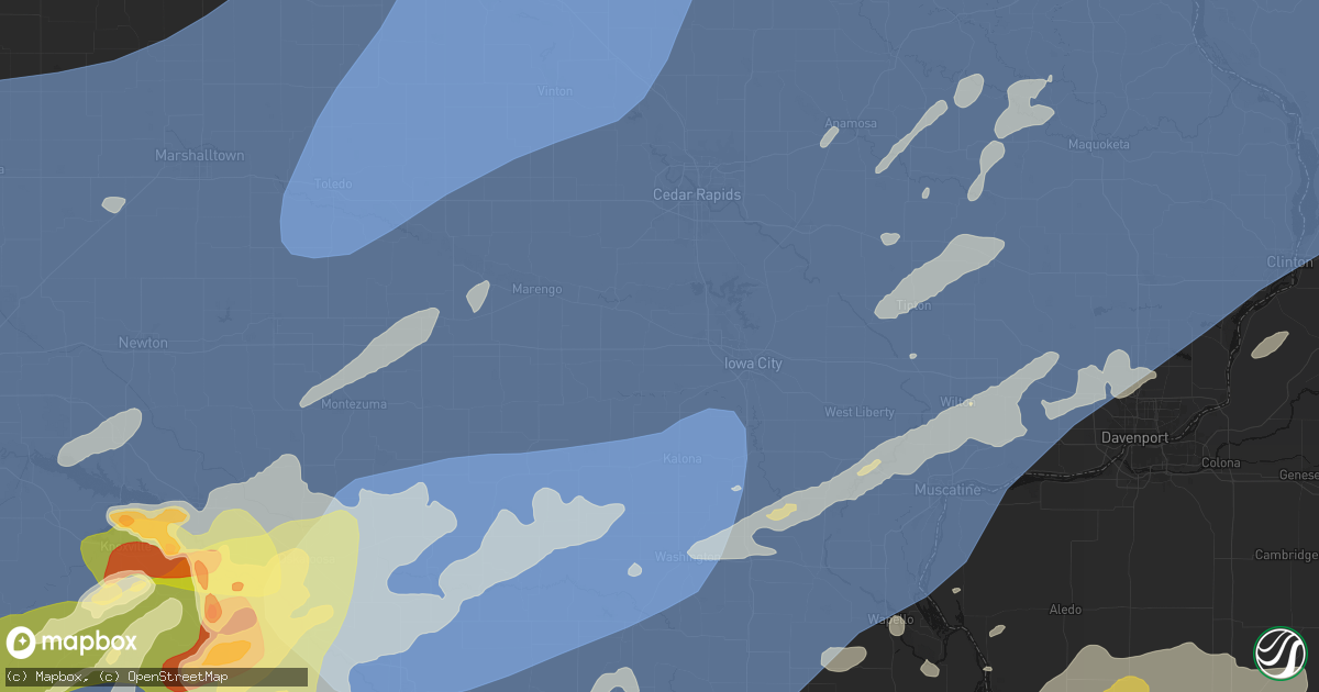 Hail map in Oxford, IA on June 11, 2026