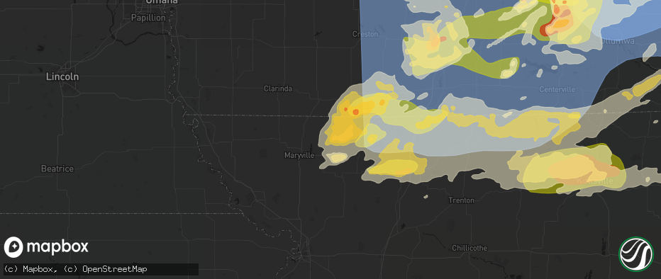 Hail map in Parnell, MO on June 11, 2026