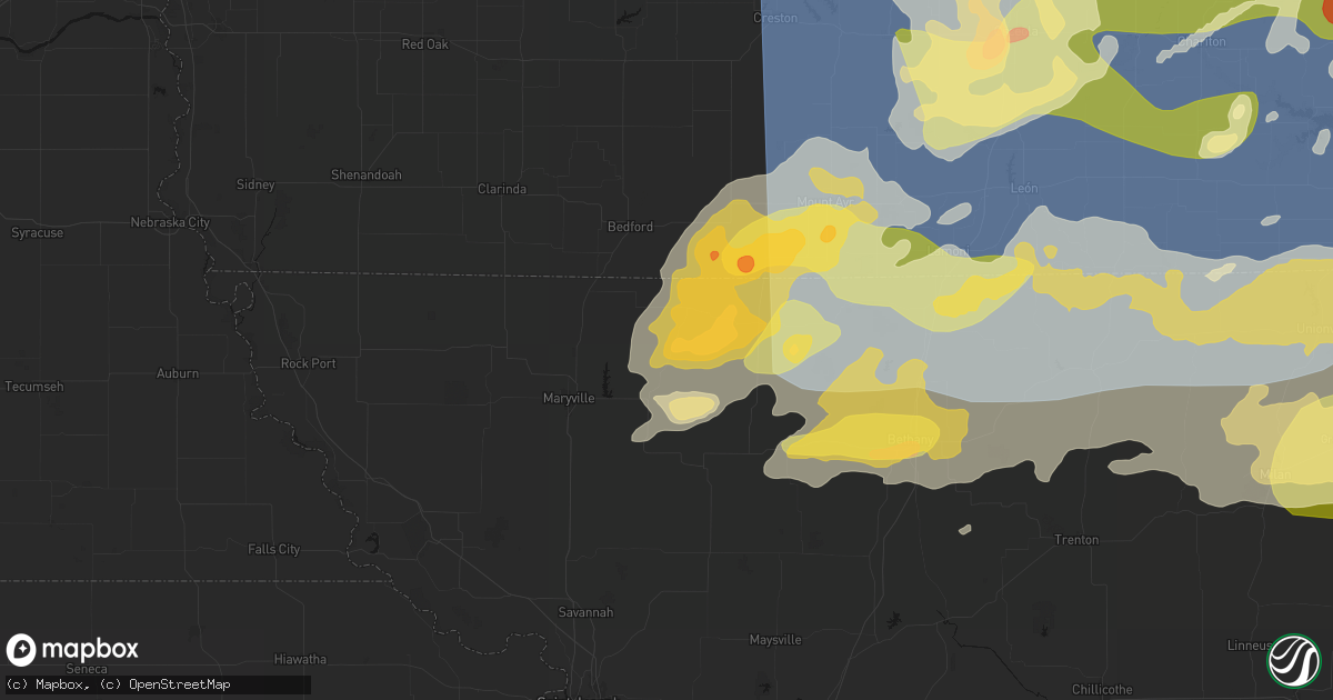 Hail map in Parnell, MO on June 11, 2026