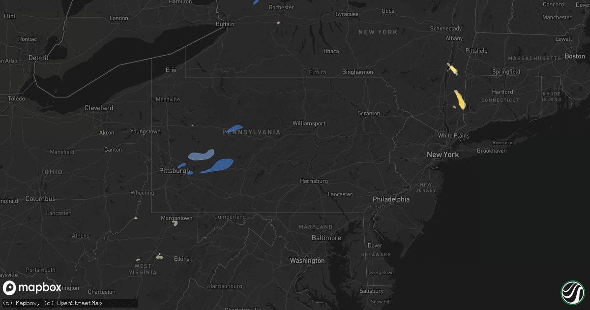 Hail map in Pennsylvania on June 11, 2026