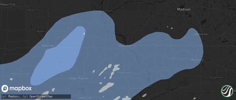 Hail map in Peosta, IA on June 11, 2026