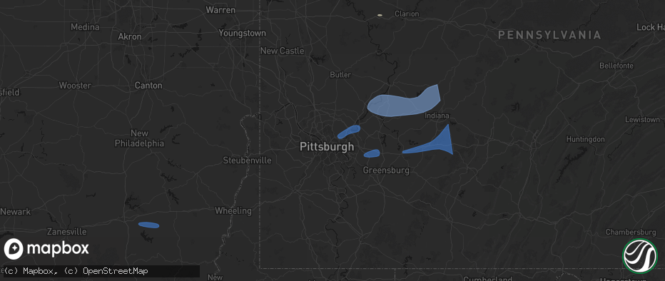 Hail map in Pittsburgh, PA on June 11, 2026