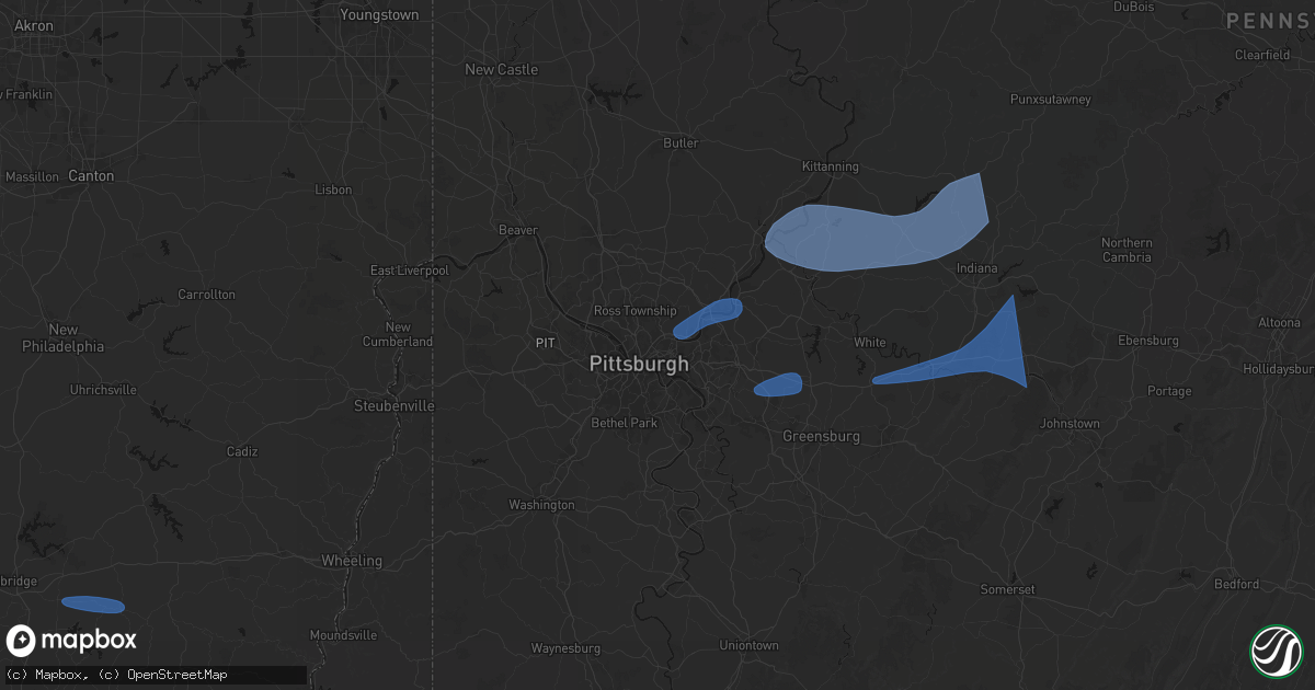 Hail map in Pittsburgh, PA on June 11, 2026