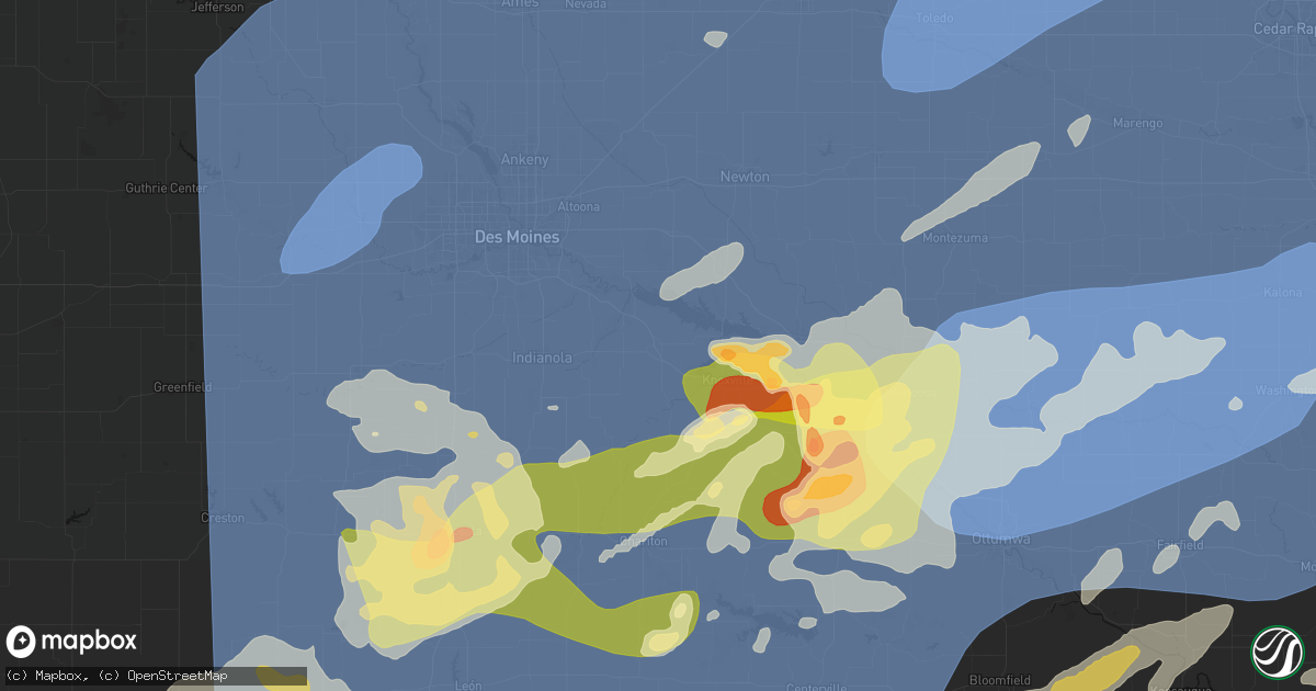 Hail map in Pleasantville, IA on June 11, 2026