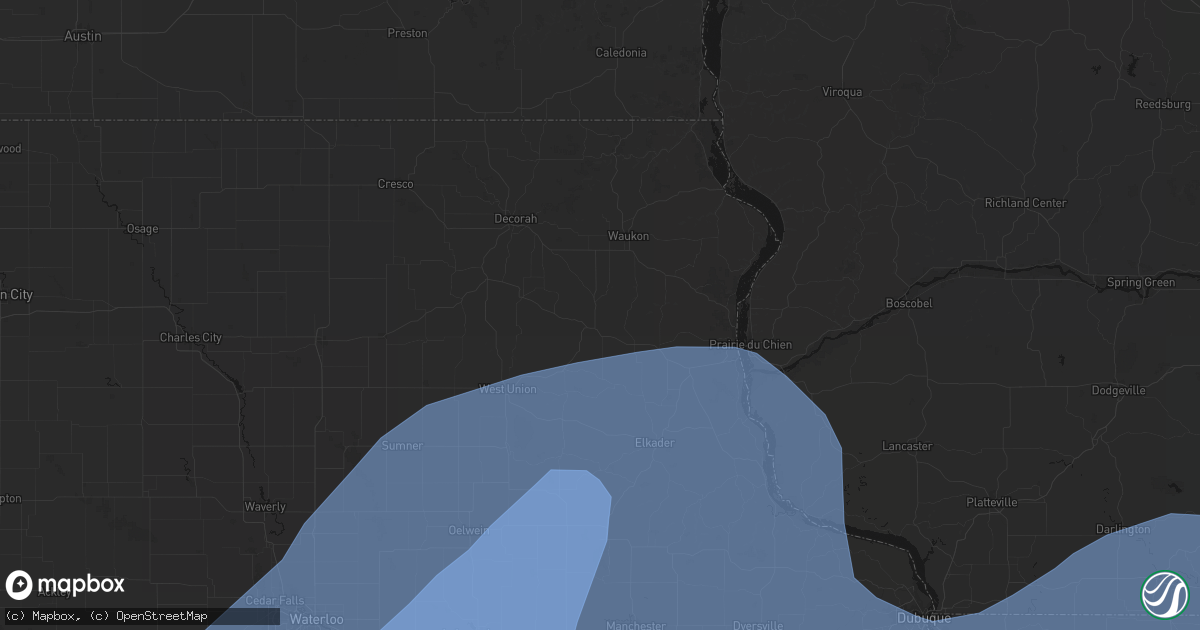 Hail map in Postville, IA on June 11, 2026