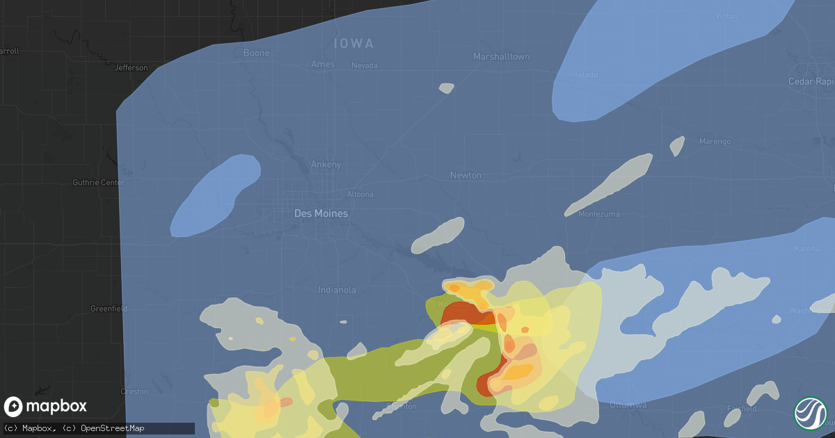 Hail map in Prairie City, IA on June 11, 2026