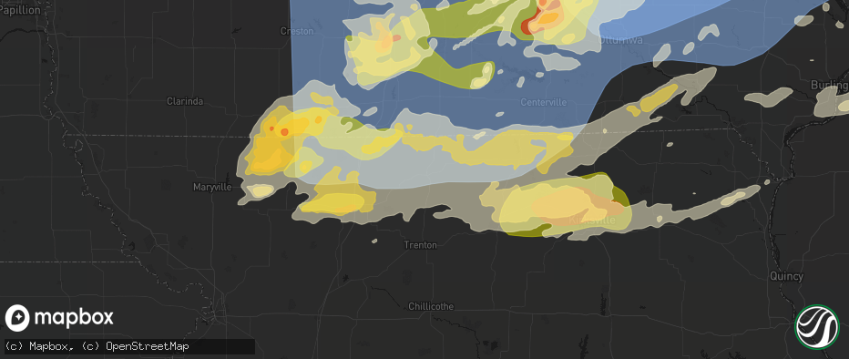 Hail map in Princeton, MO on June 11, 2026
