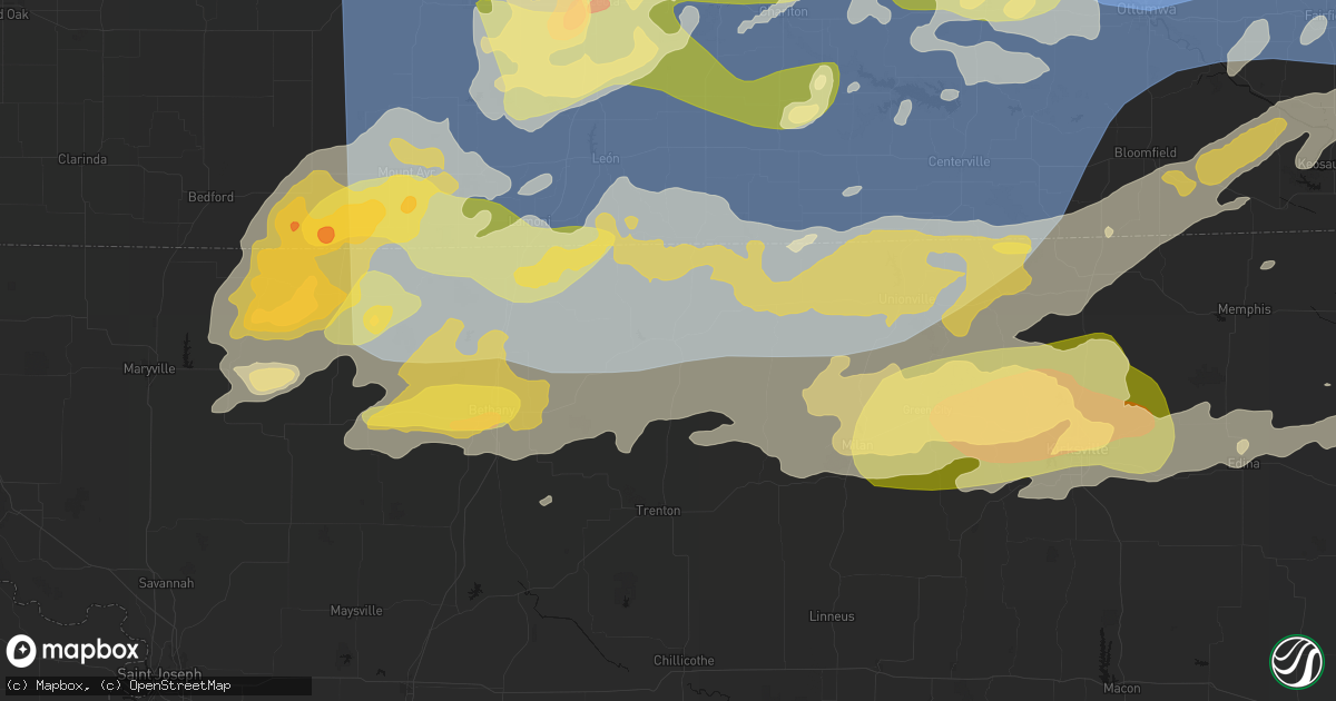 Hail map in Princeton, MO on June 11, 2026
