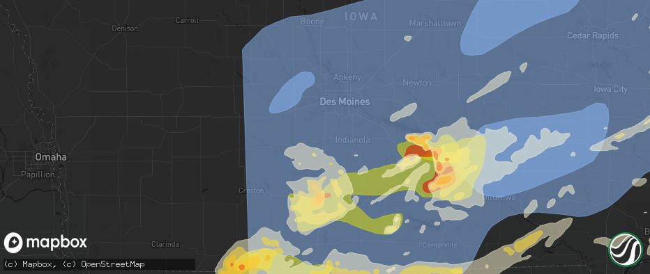 Hail map in Prole, IA on June 11, 2026