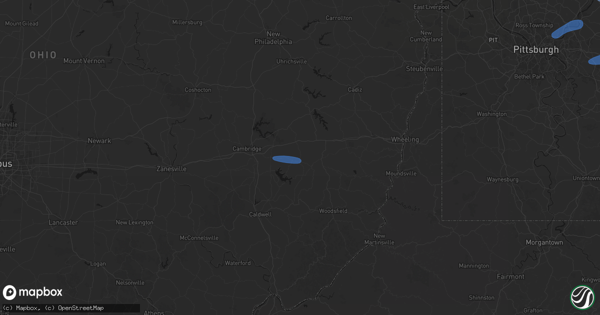 Hail map in Quaker City, OH on June 11, 2026