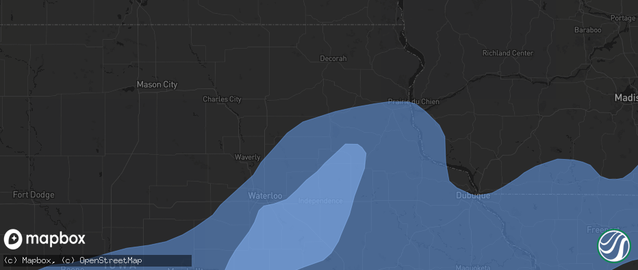 Hail map in Randalia, IA on June 11, 2026