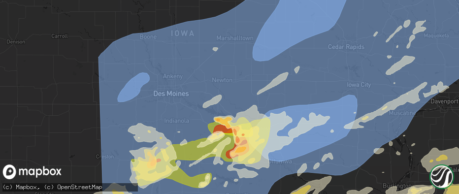 Hail map in Reasnor, IA on June 11, 2026