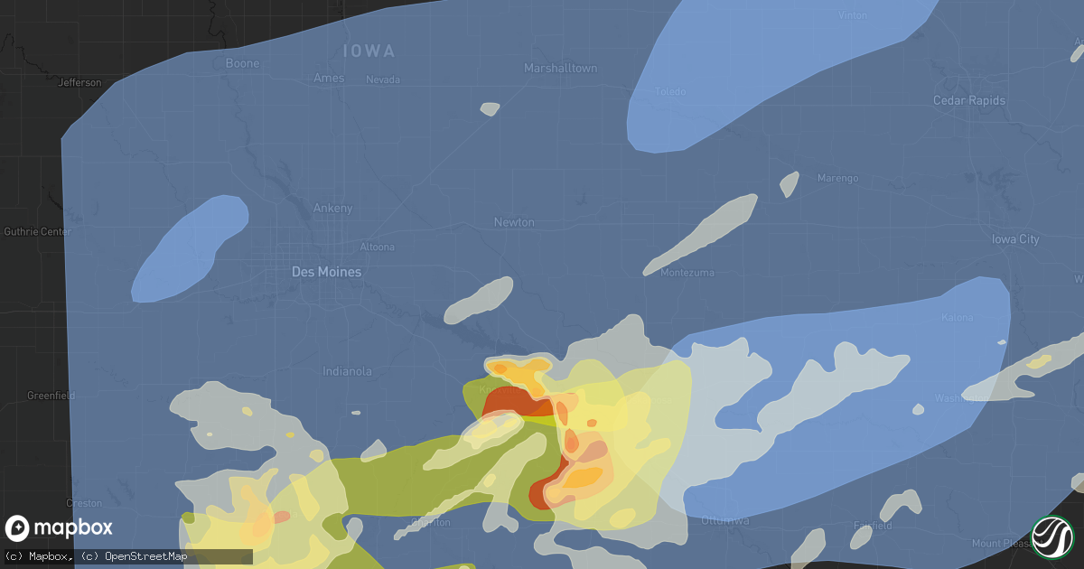 Hail map in Reasnor, IA on June 11, 2026
