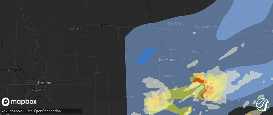 Hail map in Redfield, IA on June 11, 2026
