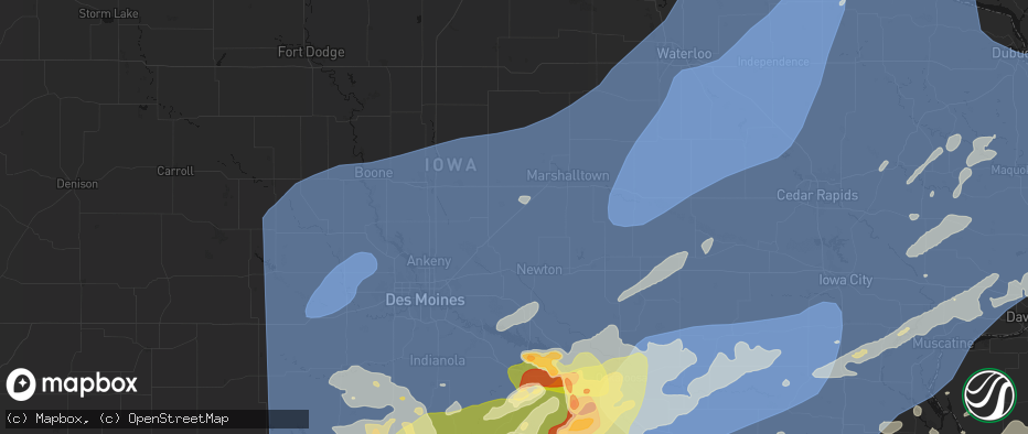 Hail map in Rhodes, IA on June 11, 2026