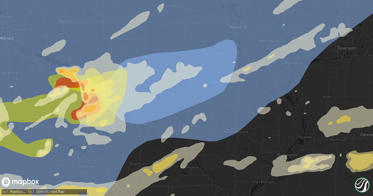 Hail map in Richland, IA on June 11, 2026