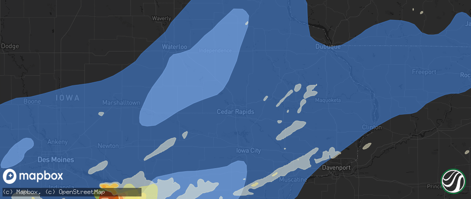 Hail map in Robins, IA on June 11, 2026