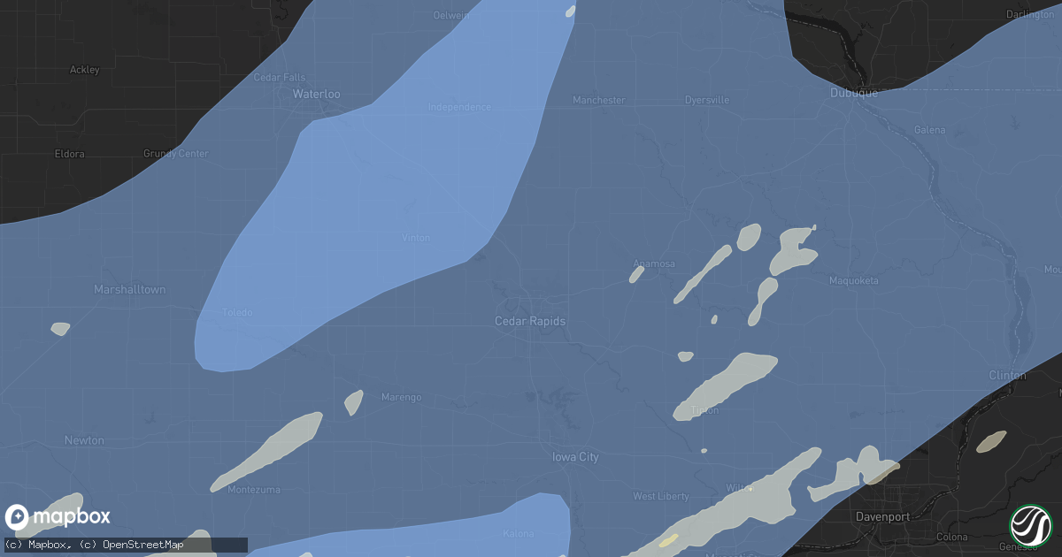 Hail map in Robins, IA on June 11, 2026