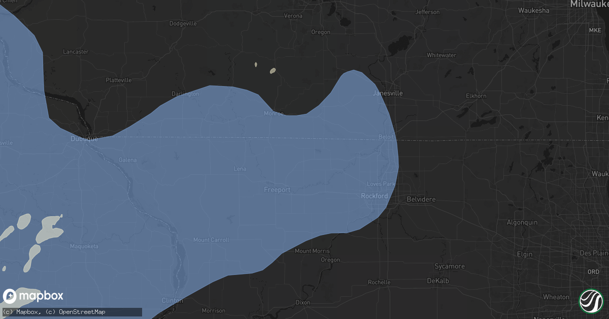 Hail map in Rock City, IL on June 11, 2026
