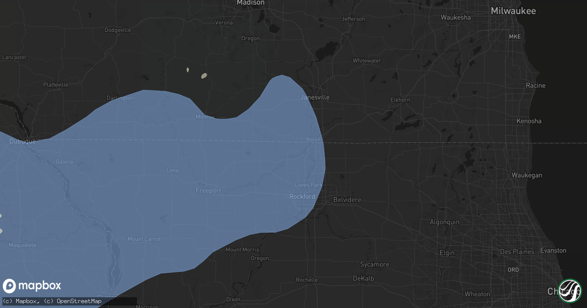 Hail map in Rockton, IL on June 11, 2026