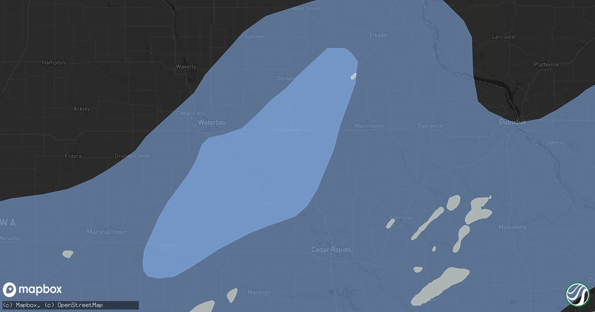 Hail map in Rowley, IA on June 11, 2026