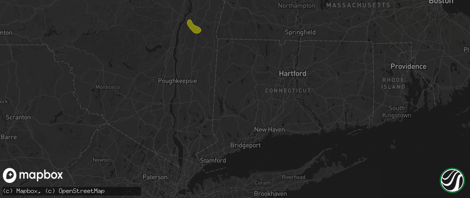 Hail map in Roxbury, CT on June 11, 2026