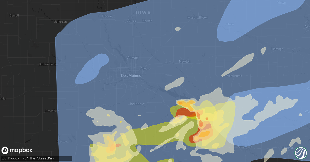 Hail map in Runnells, IA on June 11, 2026