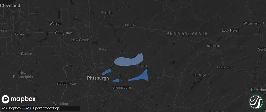 Hail map in Rural Valley, PA on June 11, 2026